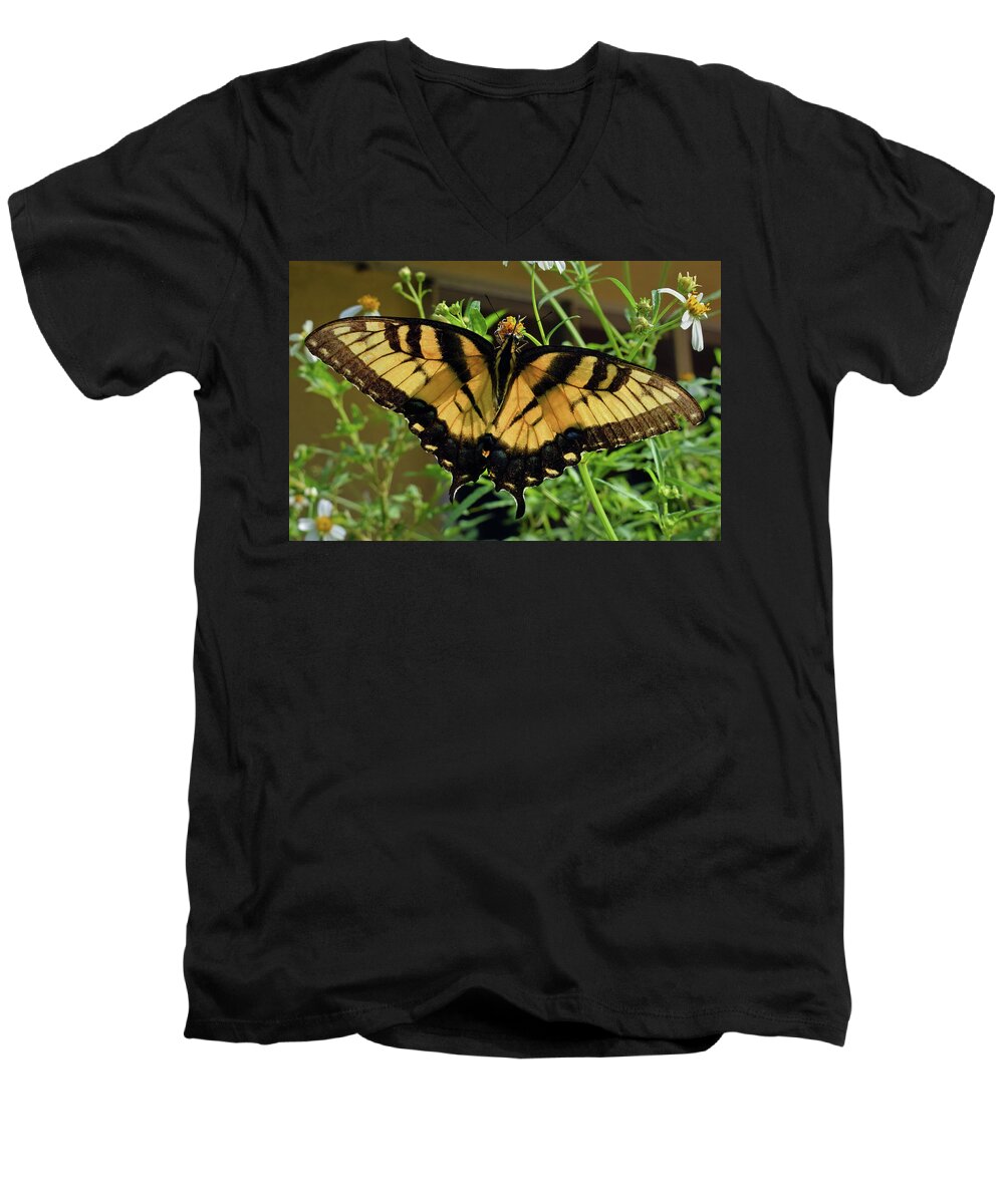 Photograph Men's V-Neck T-Shirt featuring the photograph Tiger Swallowtail #3 by Larah McElroy