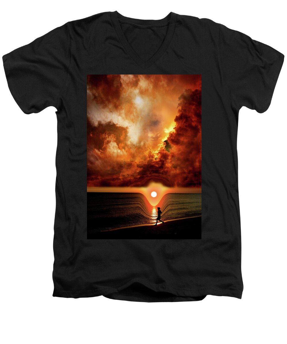 Clouds Men's V-Neck T-Shirt featuring the photograph 4266 by Peter Holme III