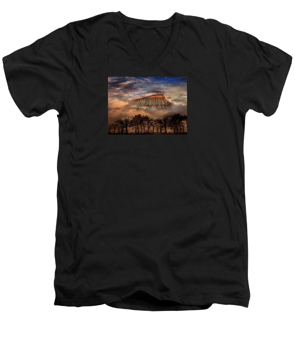 Mountains Men's V-Neck T-Shirt featuring the photograph 4381 by Peter Holme III