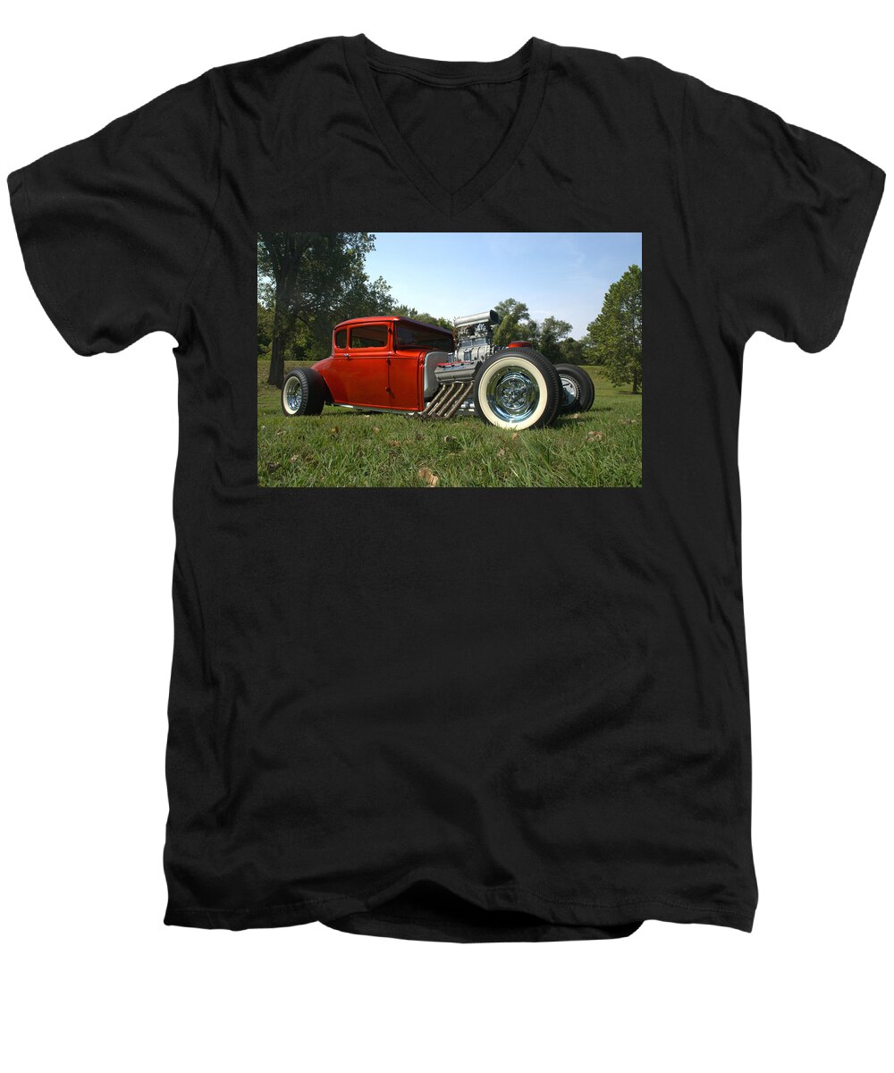 1930 Men's V-Neck T-Shirt featuring the photograph 1930 Ford Coupe Hot Rod by Tim McCullough
