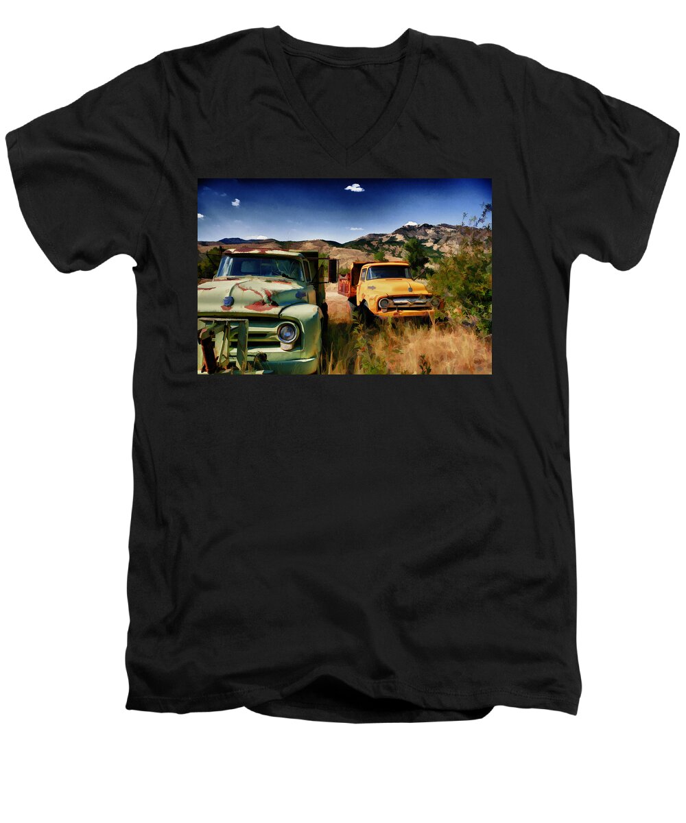 High Men's V-Neck T-Shirt featuring the digital art A Hard Day's Night by Gary Baird