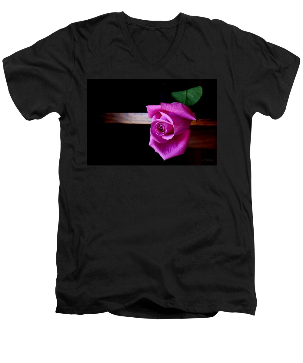 Rose Men's V-Neck T-Shirt featuring the photograph A Single Rose by Jo Smoley
