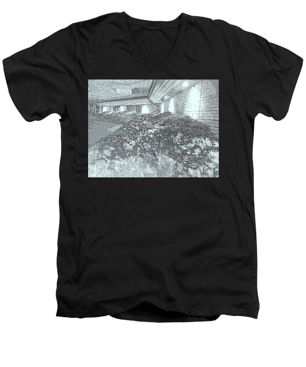 Night Men's V-Neck T-Shirt featuring the photograph A Snowy Night by Diamante Lavendar