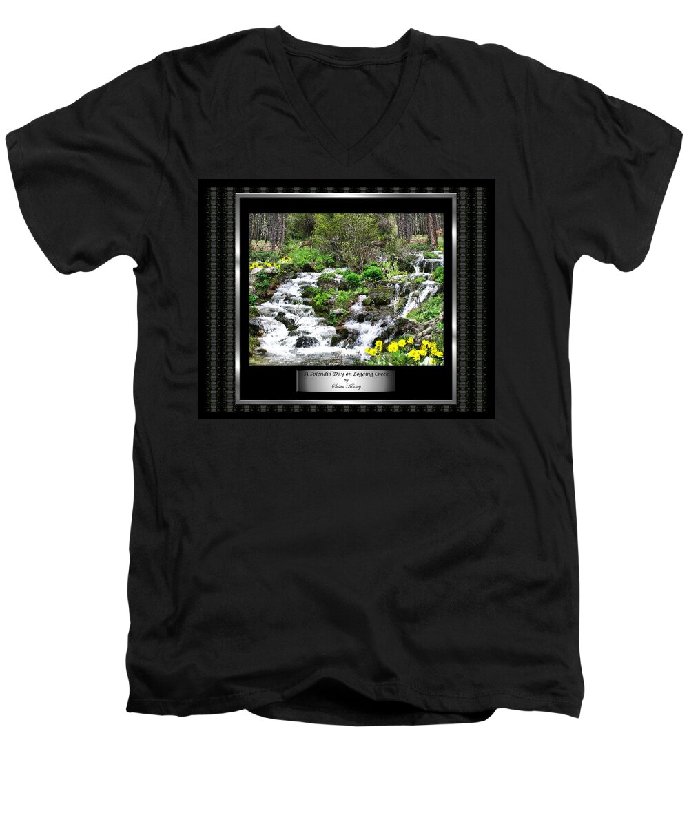Photography/photo Collage Men's V-Neck T-Shirt featuring the photograph A Splendid Day on Logging Creek by Susan Kinney