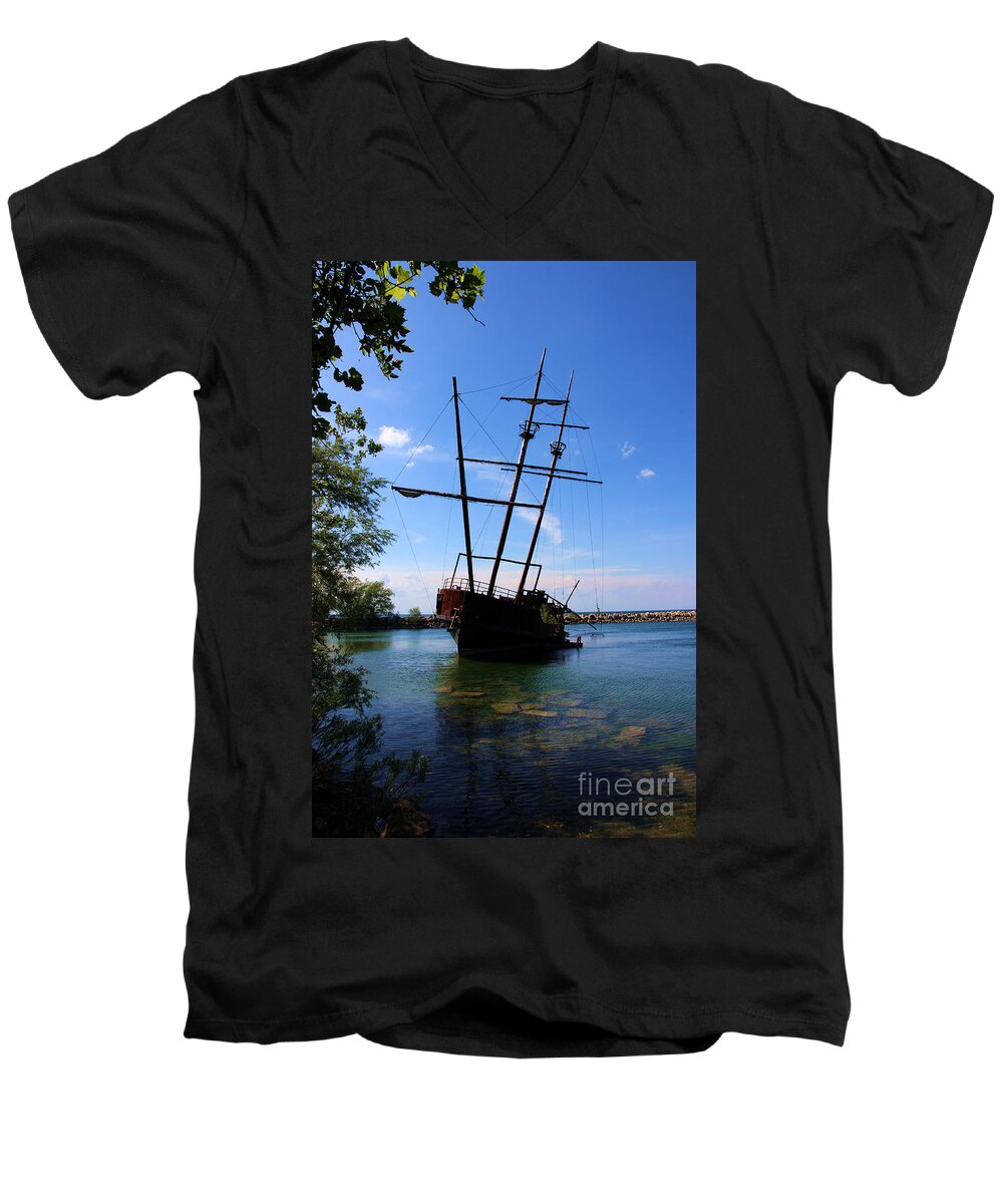 Boat Men's V-Neck T-Shirt featuring the photograph Abandoned Ship by Al Bourassa