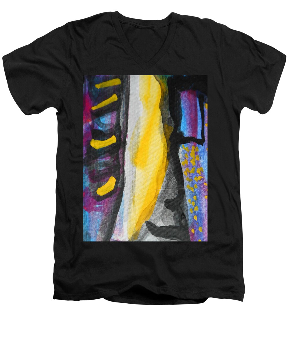 Katerina Stamatelos Men's V-Neck T-Shirt featuring the painting Abstract-8 by Katerina Stamatelos