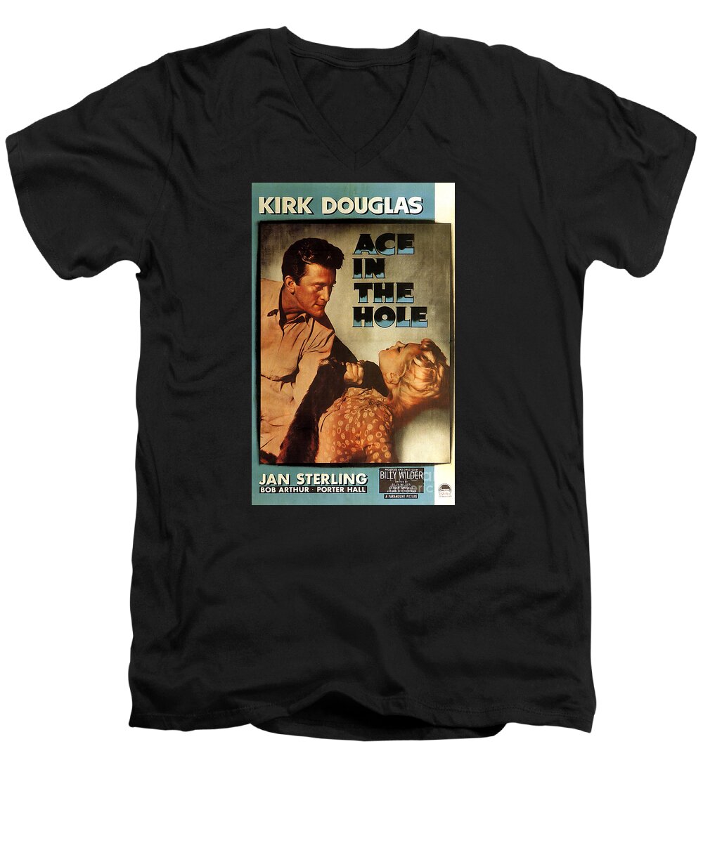 Ace In The Hole Men's V-Neck T-Shirt featuring the painting Ace in the Hole Film Noir by Vintage Collectables