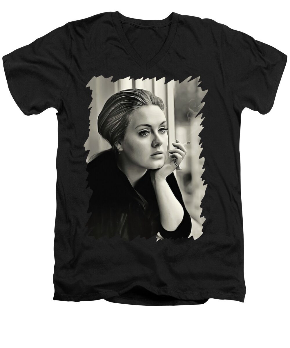 Adele Men's V-Neck T-Shirt featuring the painting Adele by Twinkle Mehta