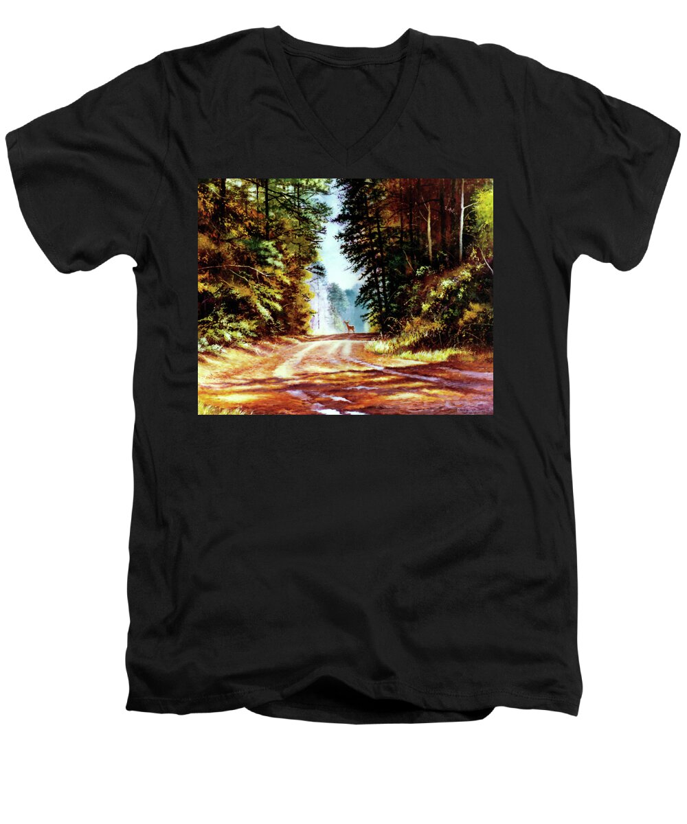 Rain Men's V-Neck T-Shirt featuring the painting After the Rain by Randy Welborn