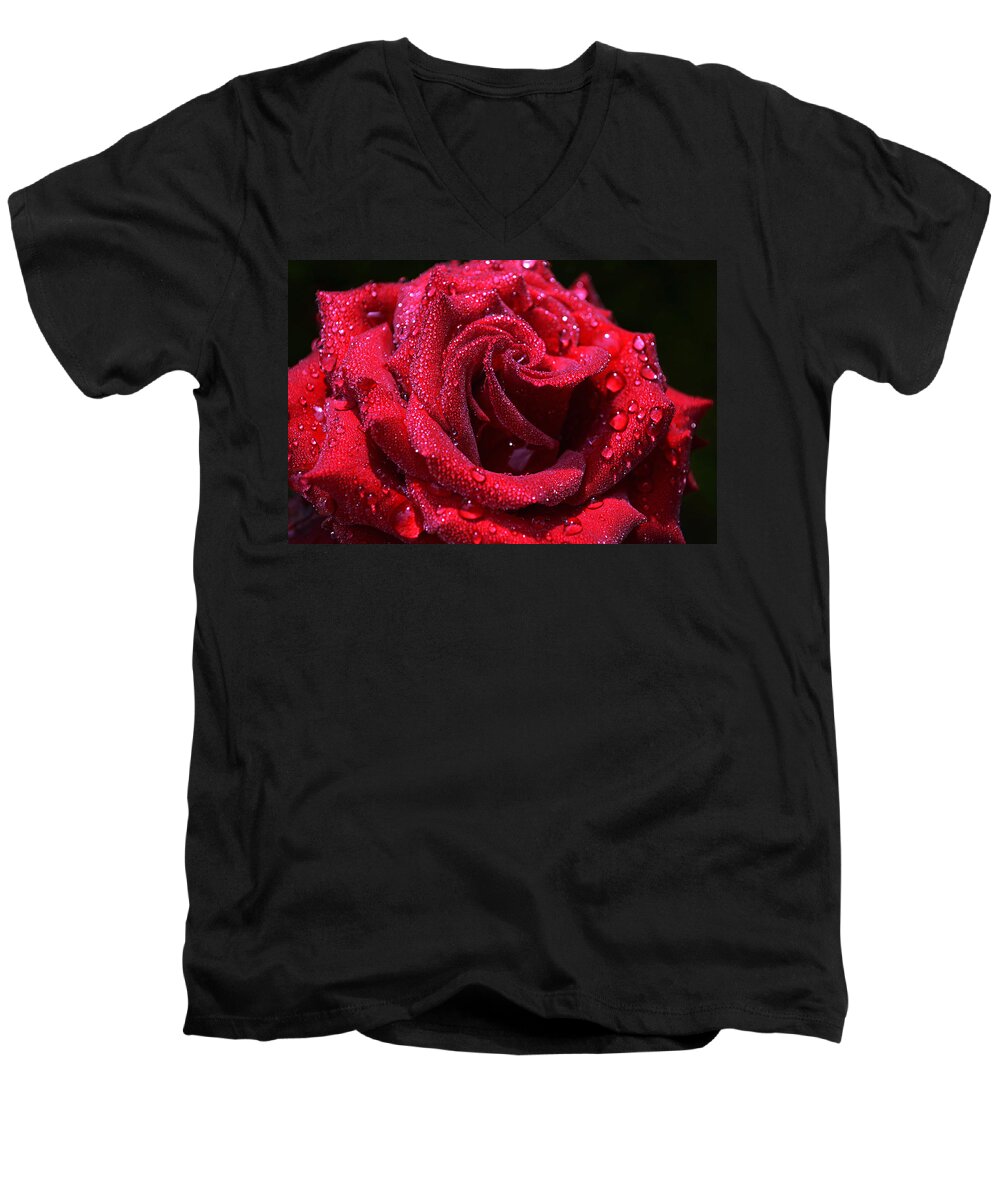 Rose Men's V-Neck T-Shirt featuring the photograph After the rain by Rumiana Nikolova