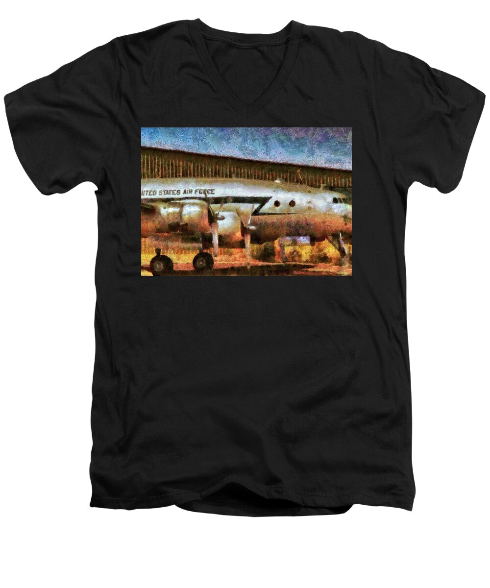 Airplane Men's V-Neck T-Shirt featuring the photograph Air - United States Air Force by Mike Savad