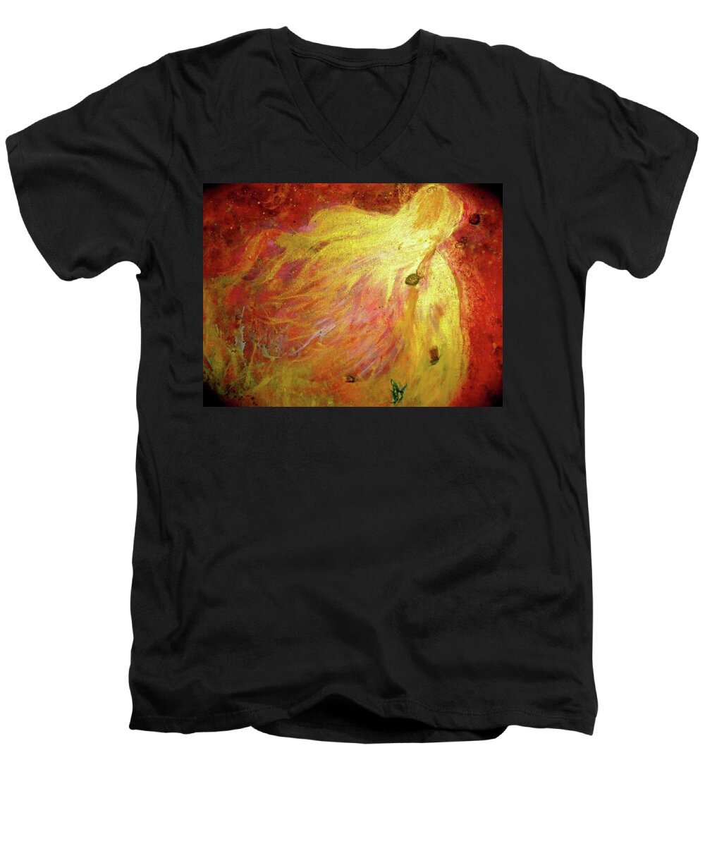 Freedom Men's V-Neck T-Shirt featuring the painting Alchemized by 'REA' Gallery