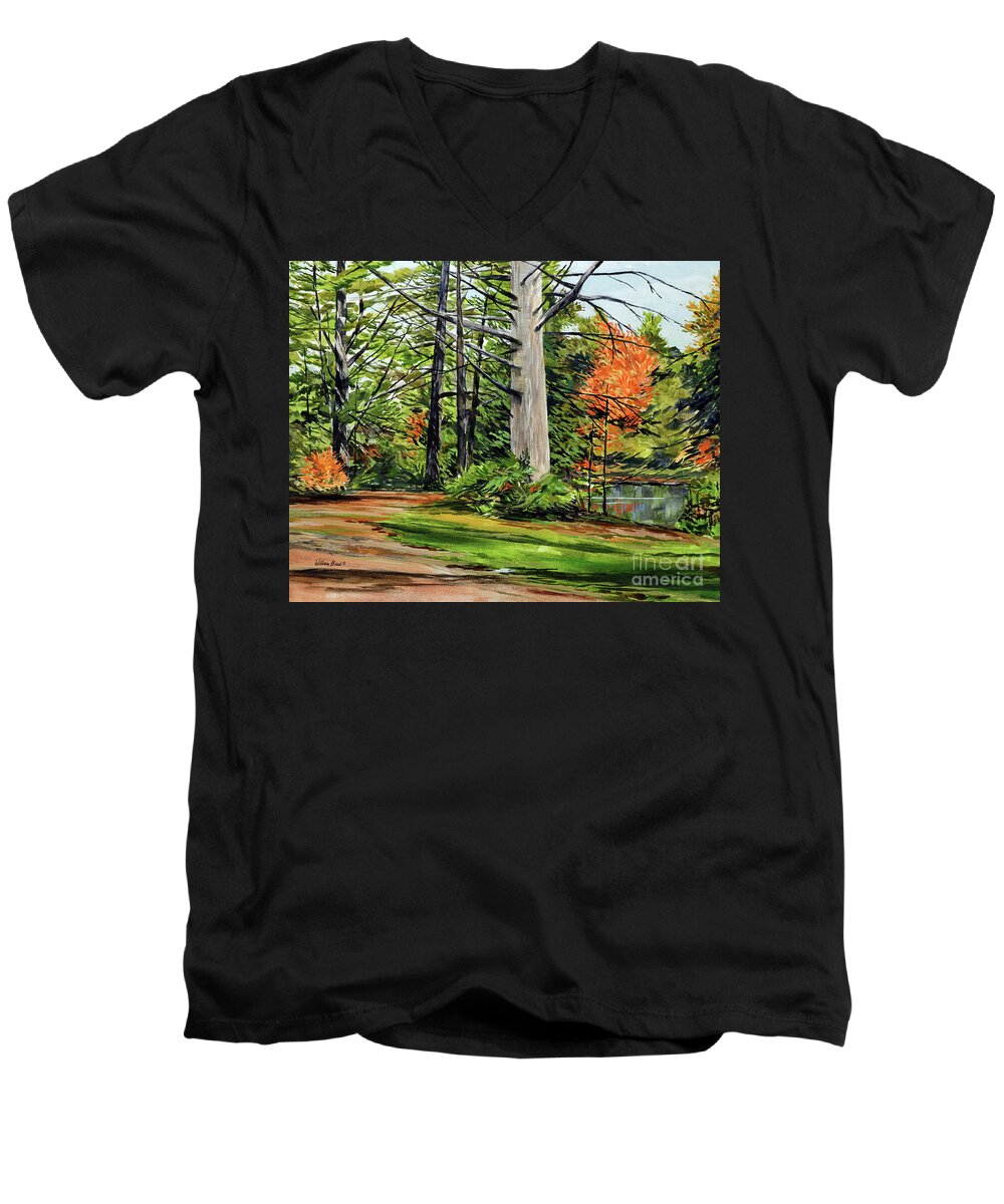 Oil Men's V-Neck T-Shirt featuring the painting Algonquin Quiet Place by William Band