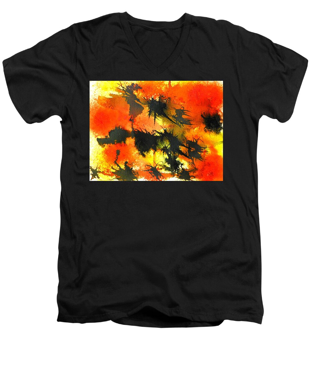 Anger Men's V-Neck T-Shirt featuring the mixed media Allergic Reaction by Betty-Anne McDonald