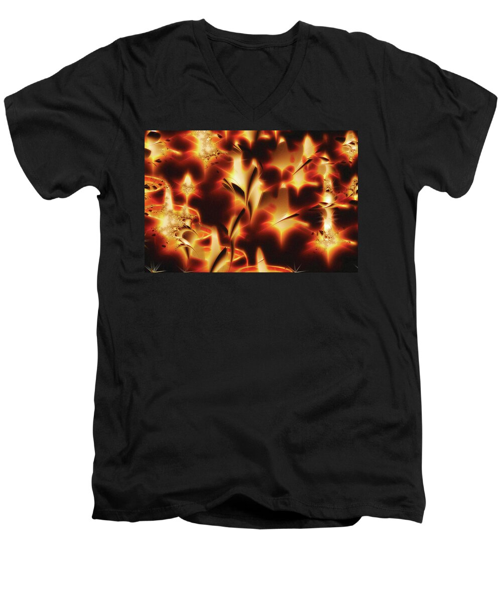 Dream Men's V-Neck T-Shirt featuring the digital art Amber Dreams by Paula Ayers