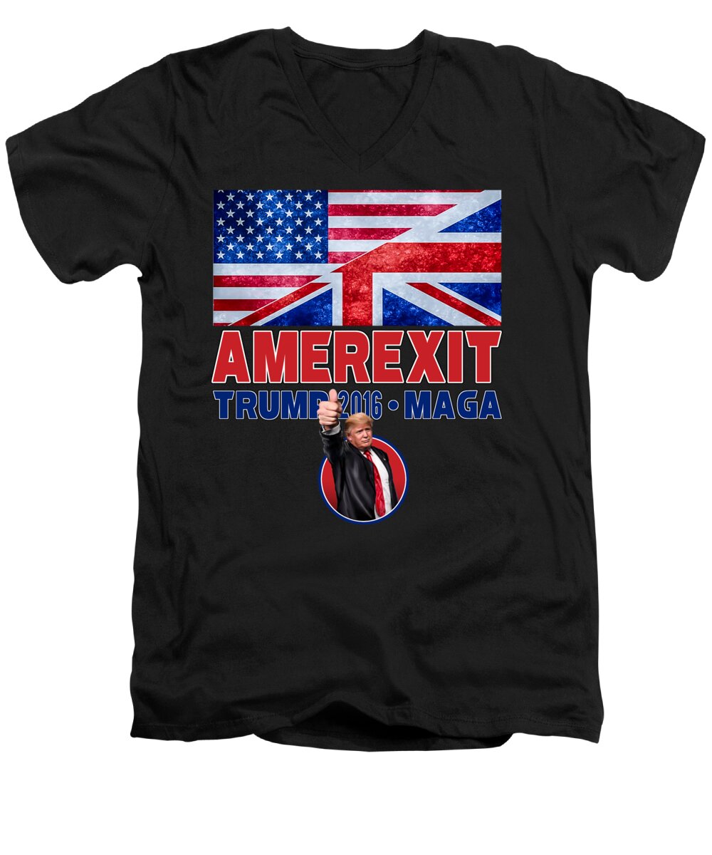 Trump Men's V-Neck T-Shirt featuring the digital art Amerexit by Don Olea