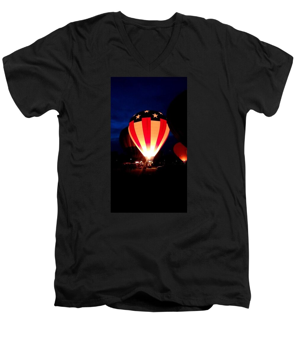 American Men's V-Neck T-Shirt featuring the photograph American Balloon by Lizze Cole