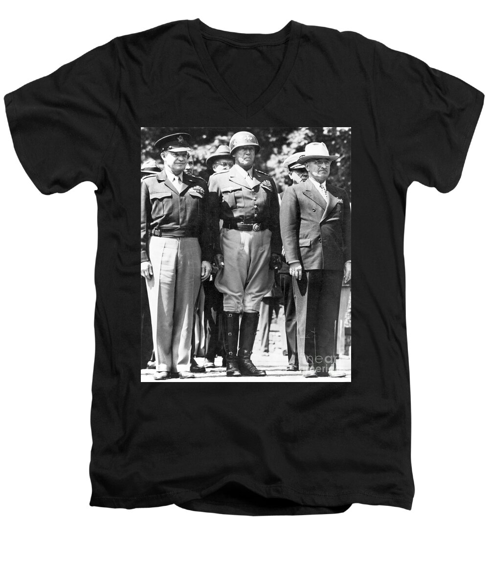 1945 Men's V-Neck T-Shirt featuring the photograph Americans In Berlin, 1945 by Granger