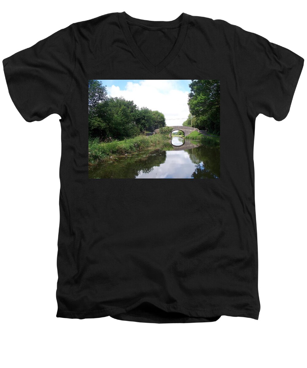 Old Men's V-Neck T-Shirt featuring the photograph Another Wonderful Bridge on the Royal Canal in Ireland. by Kenlynn Schroeder