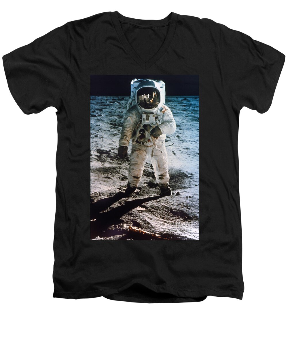 1969 Men's V-Neck T-Shirt featuring the photograph Apollo 11 Buzz Aldrin by Granger