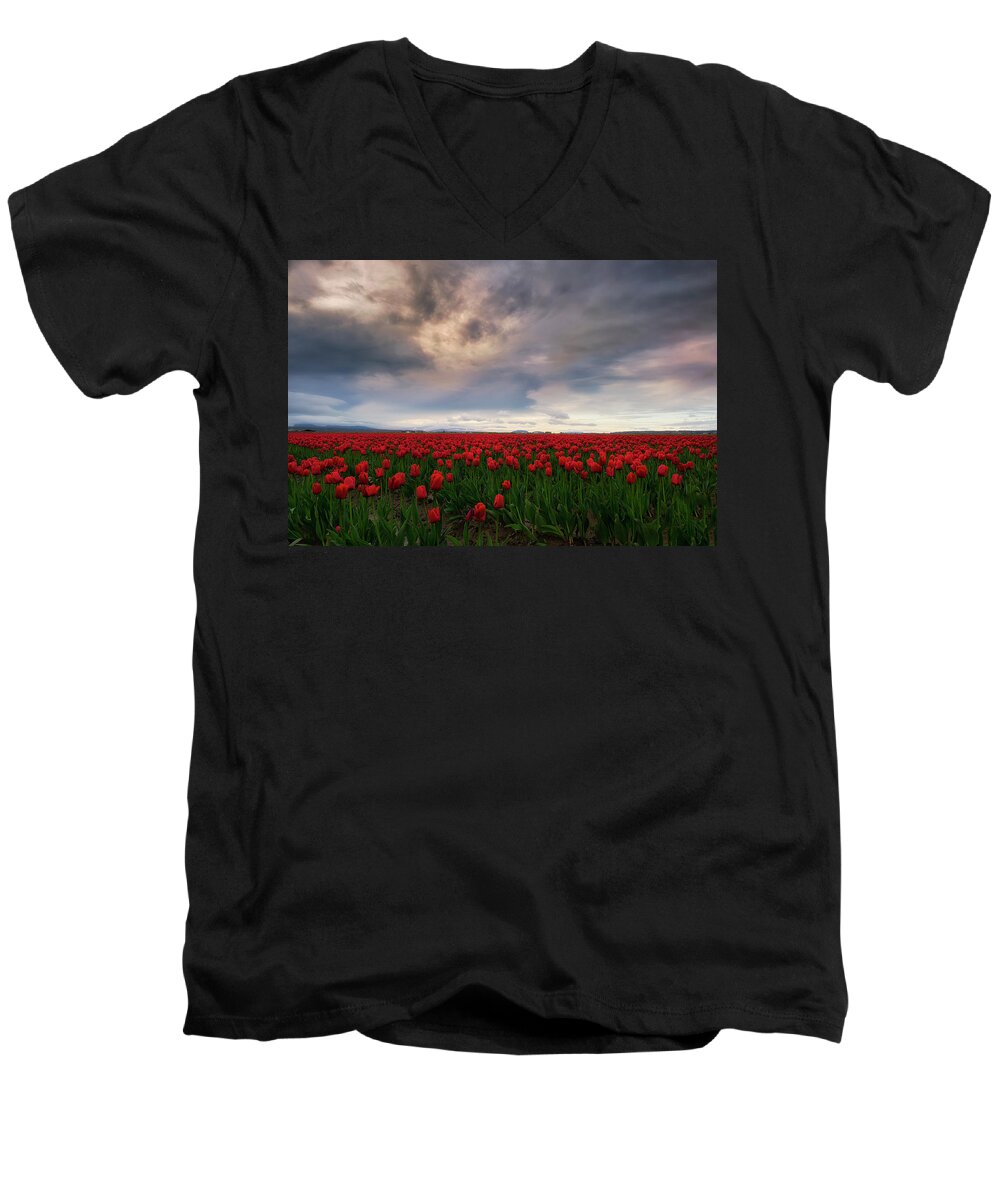 Spring Men's V-Neck T-Shirt featuring the photograph April Showers by Ryan Manuel