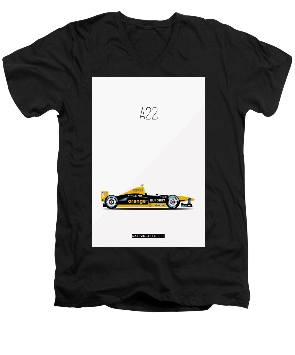 Formula 1 Men's V-Neck T-Shirt featuring the painting Arrows Asiatech A22 F1 Poster by Beautify My Walls