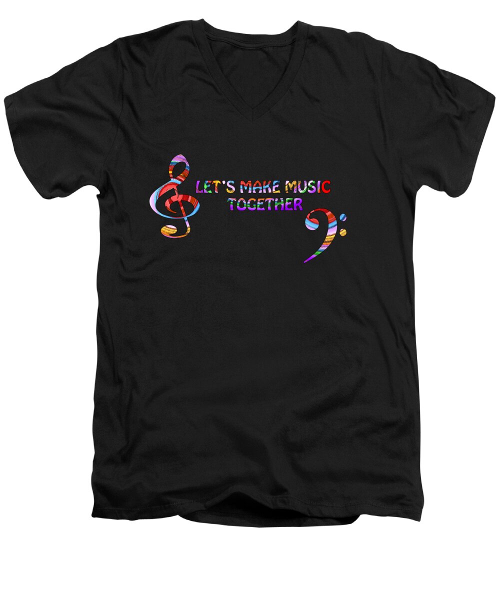 Music Men's V-Neck T-Shirt featuring the digital art Let's Make Music Together by Gill Billington
