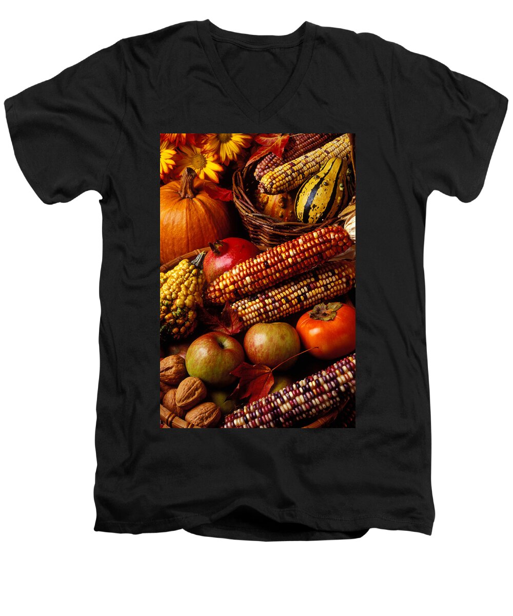 Autumn Men's V-Neck T-Shirt featuring the photograph Autumn harvest by Garry Gay
