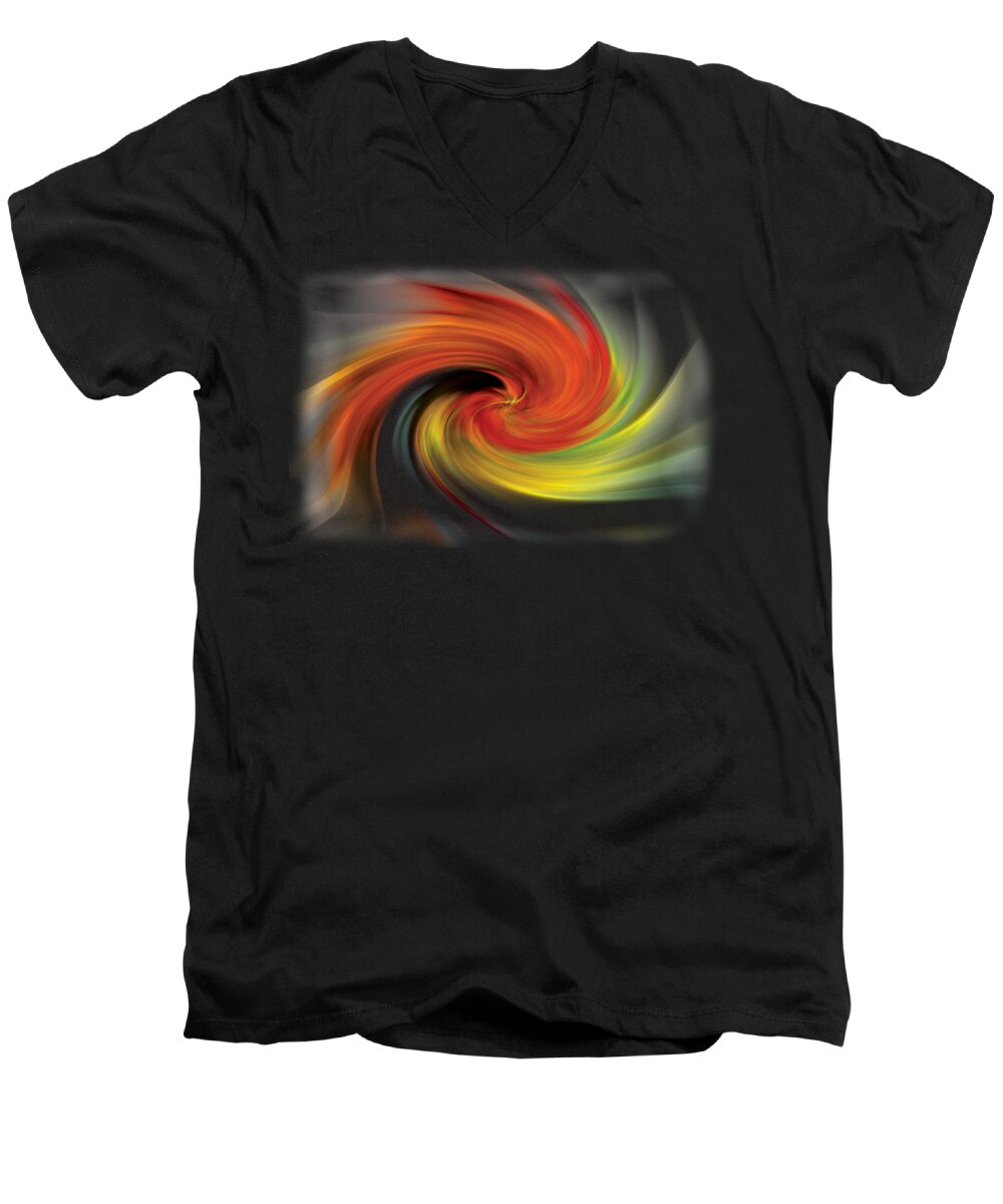 Abstract Men's V-Neck T-Shirt featuring the photograph Autumn Swirl by Debra and Dave Vanderlaan