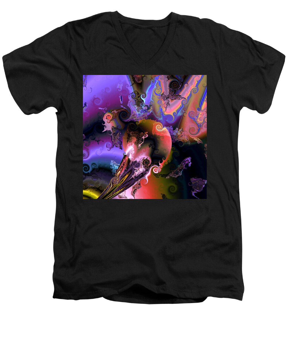 Abstract Men's V-Neck T-Shirt featuring the digital art Aw 42 by Claude McCoy