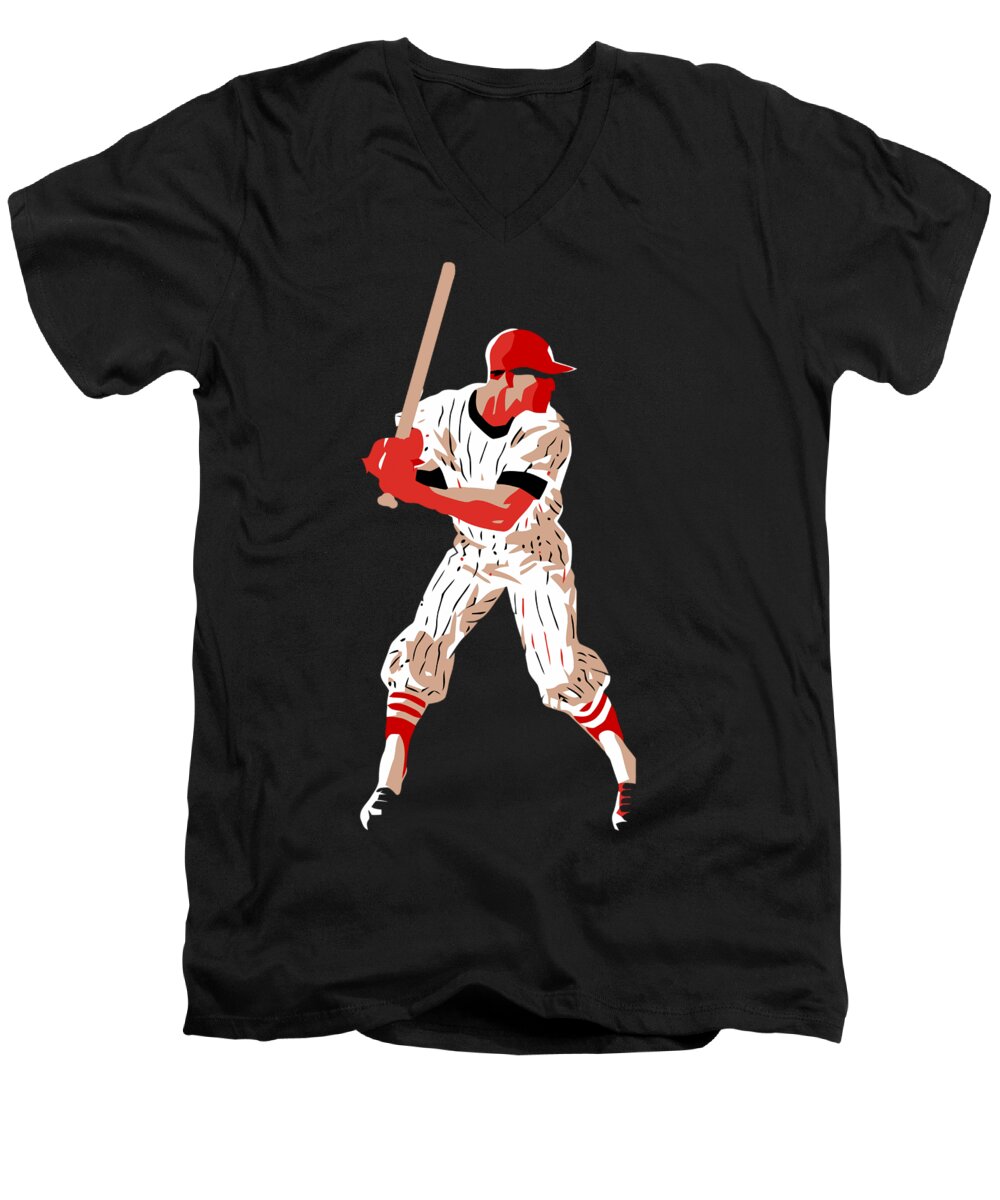  Baseball Men's V-Neck T-Shirt featuring the digital art Awaiting the pitch by Heidi De Leeuw