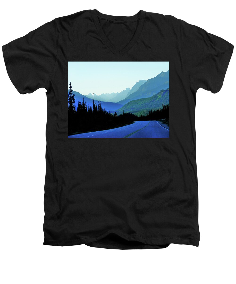 Blue Men's V-Neck T-Shirt featuring the photograph Banff Jasper Blue by Blair Wainman