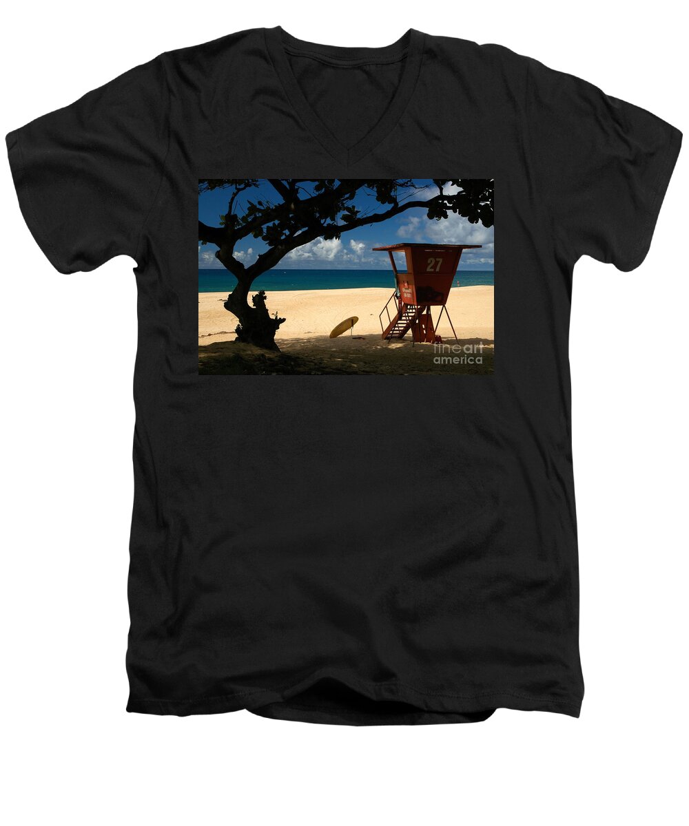 Oahu Men's V-Neck T-Shirt featuring the photograph Banzai Beach by Mark Gilman