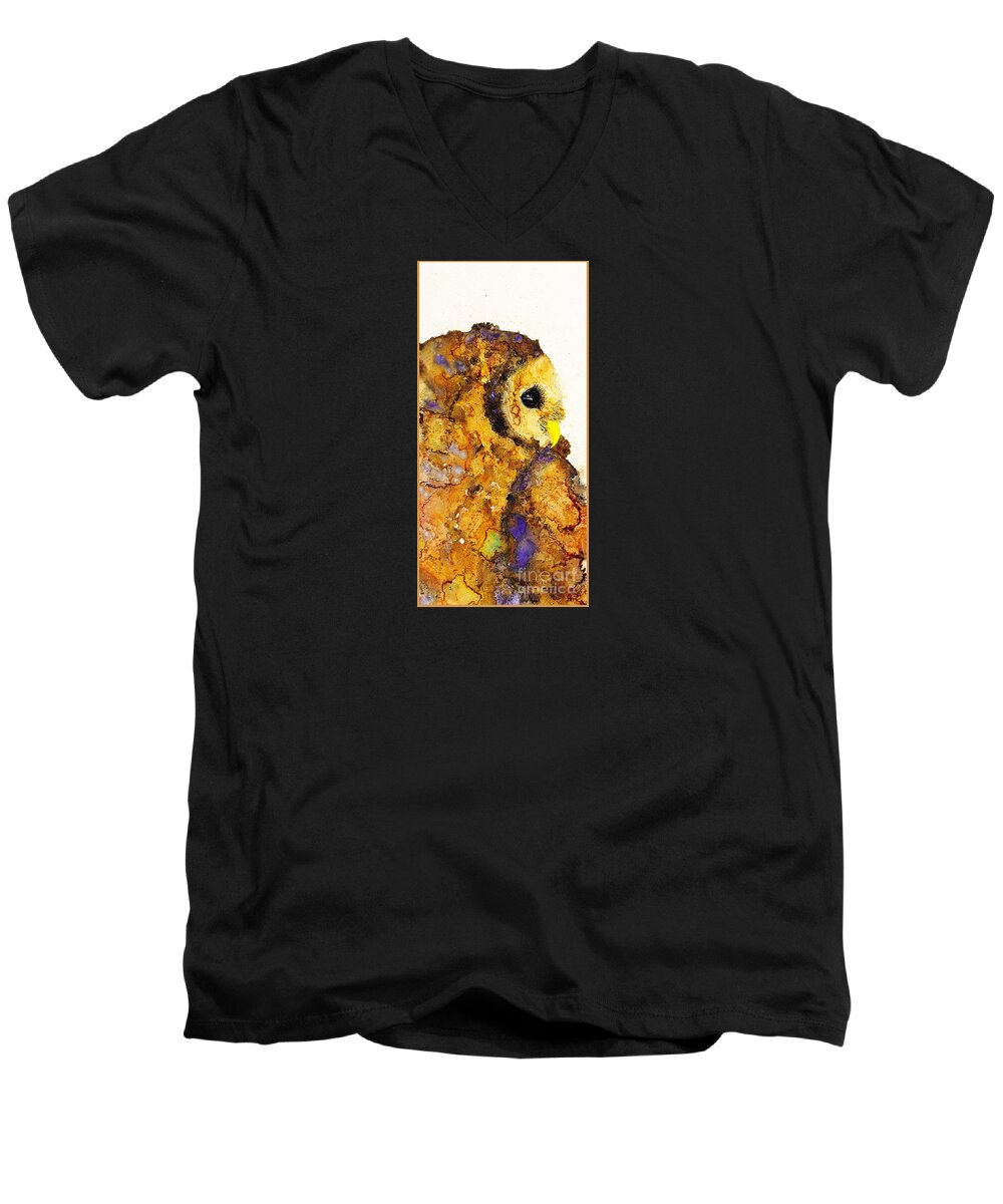 Woolyfrog Men's V-Neck T-Shirt featuring the painting Barred to the Left by Jan Killian