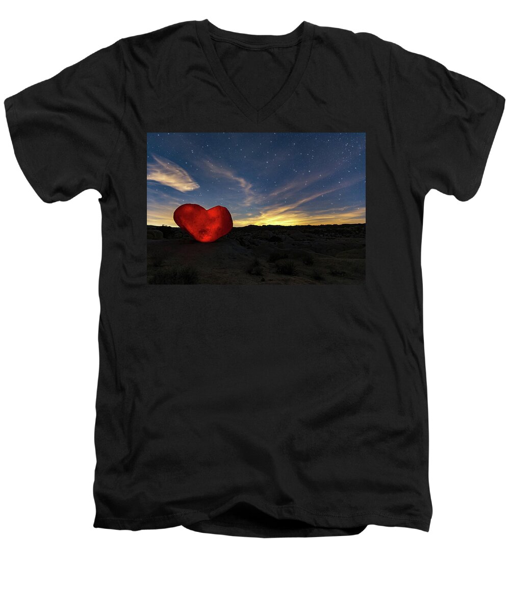 Rock Heart Men's V-Neck T-Shirt featuring the photograph Beating Heart by Tassanee Angiolillo