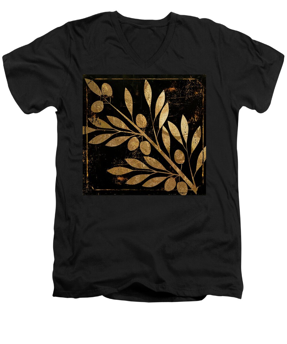 Gold And Black Men's V-Neck T-Shirt featuring the painting Bellissima by Mindy Sommers