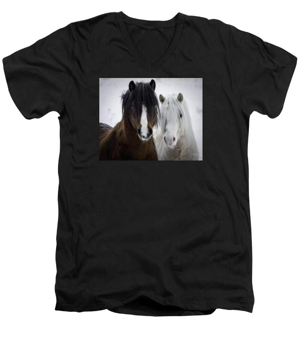 Horse Men's V-Neck T-Shirt featuring the photograph Best Friends II by Everet Regal
