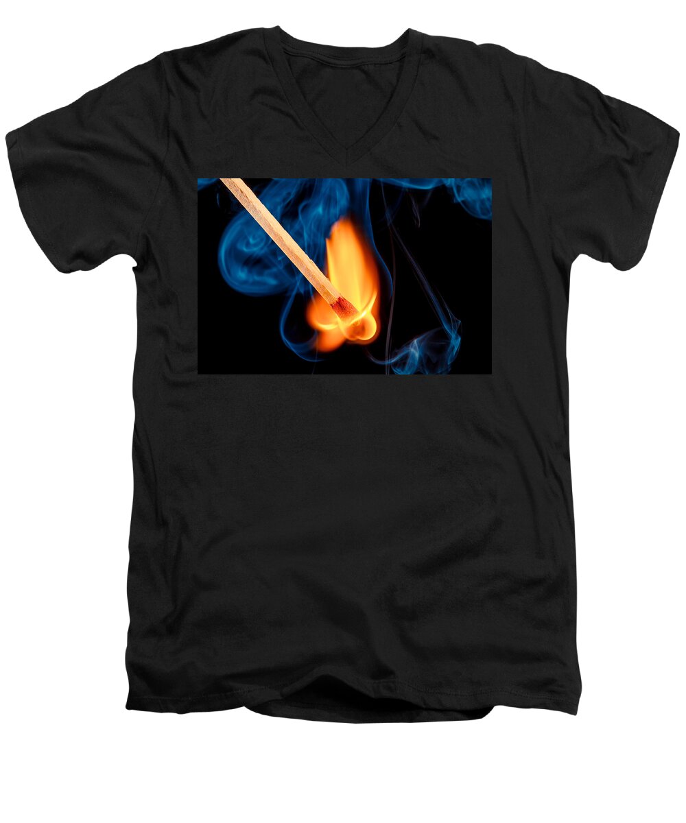 Flame Men's V-Neck T-Shirt featuring the photograph Beyond The Flame by TC Morgan