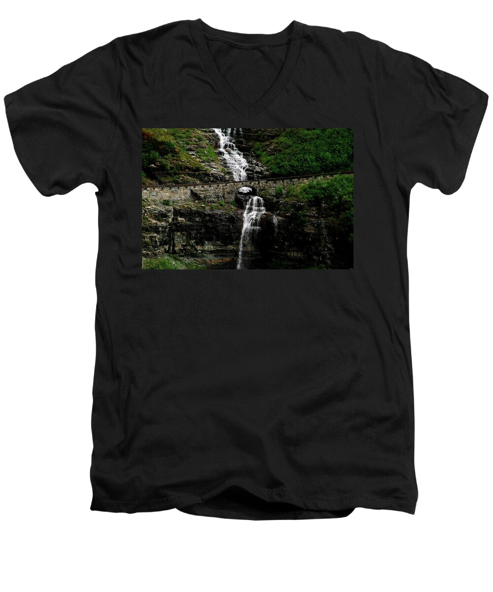 Waterfall.water Men's V-Neck T-Shirt featuring the photograph Bird Woman Falls Bridge by Joseph Noonan