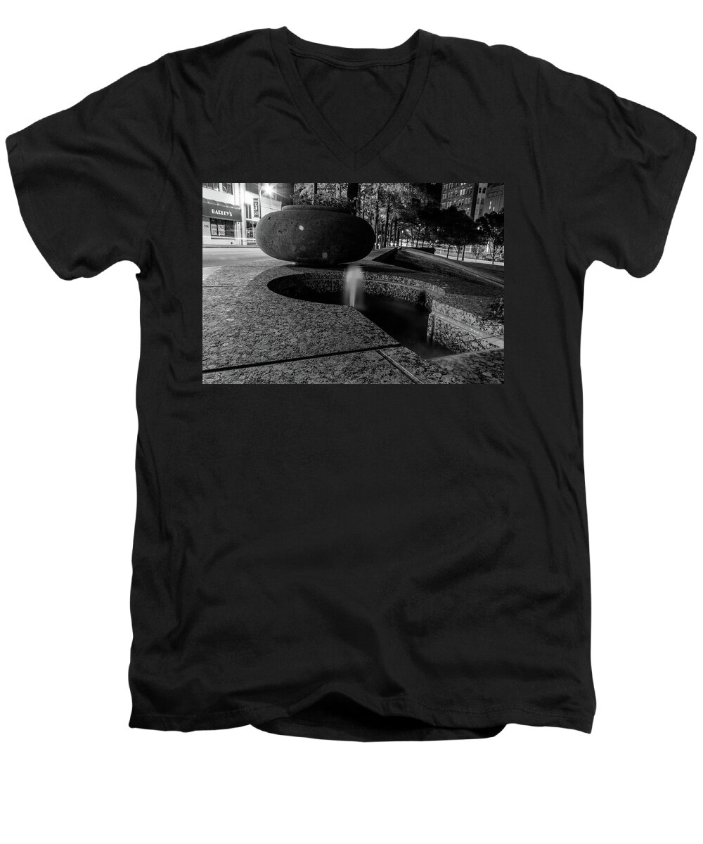 Atlanta Men's V-Neck T-Shirt featuring the photograph Black and White fountain by Kenny Thomas