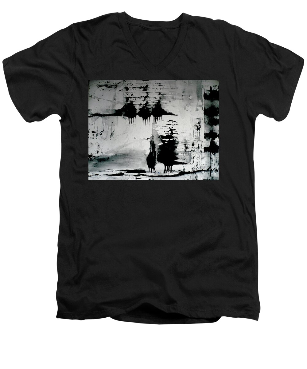 Sheep Men's V-Neck T-Shirt featuring the painting Black Sheep Abstract by 'REA' Gallery