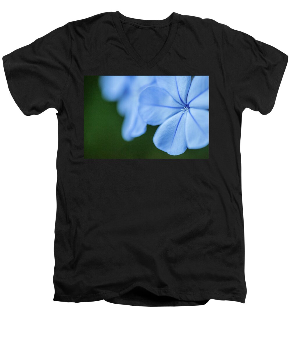 Flower Men's V-Neck T-Shirt featuring the photograph Blue in Green 2 by Al Hurley