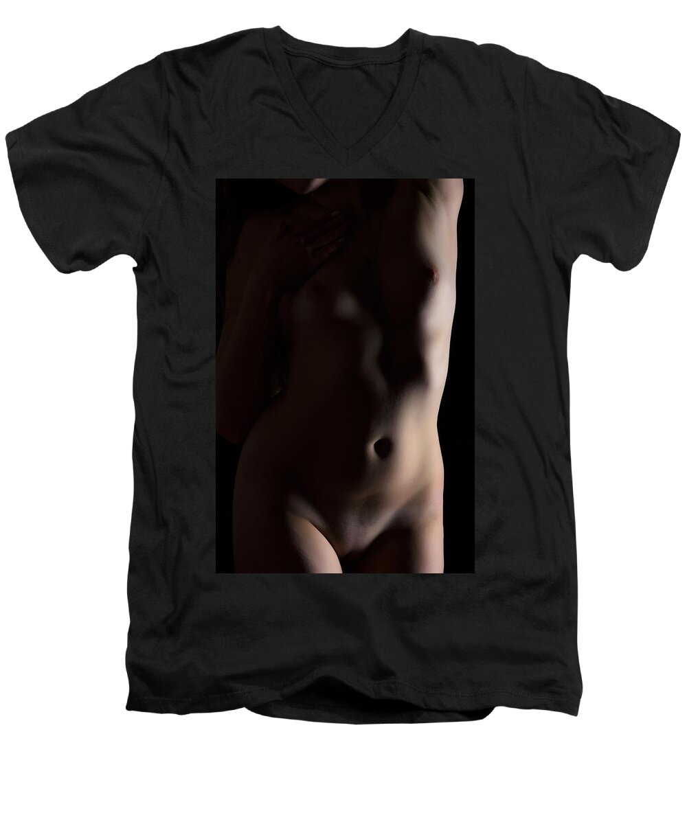 Nude Men's V-Neck T-Shirt featuring the photograph Bodyscape by Vitaly Vakhrushev