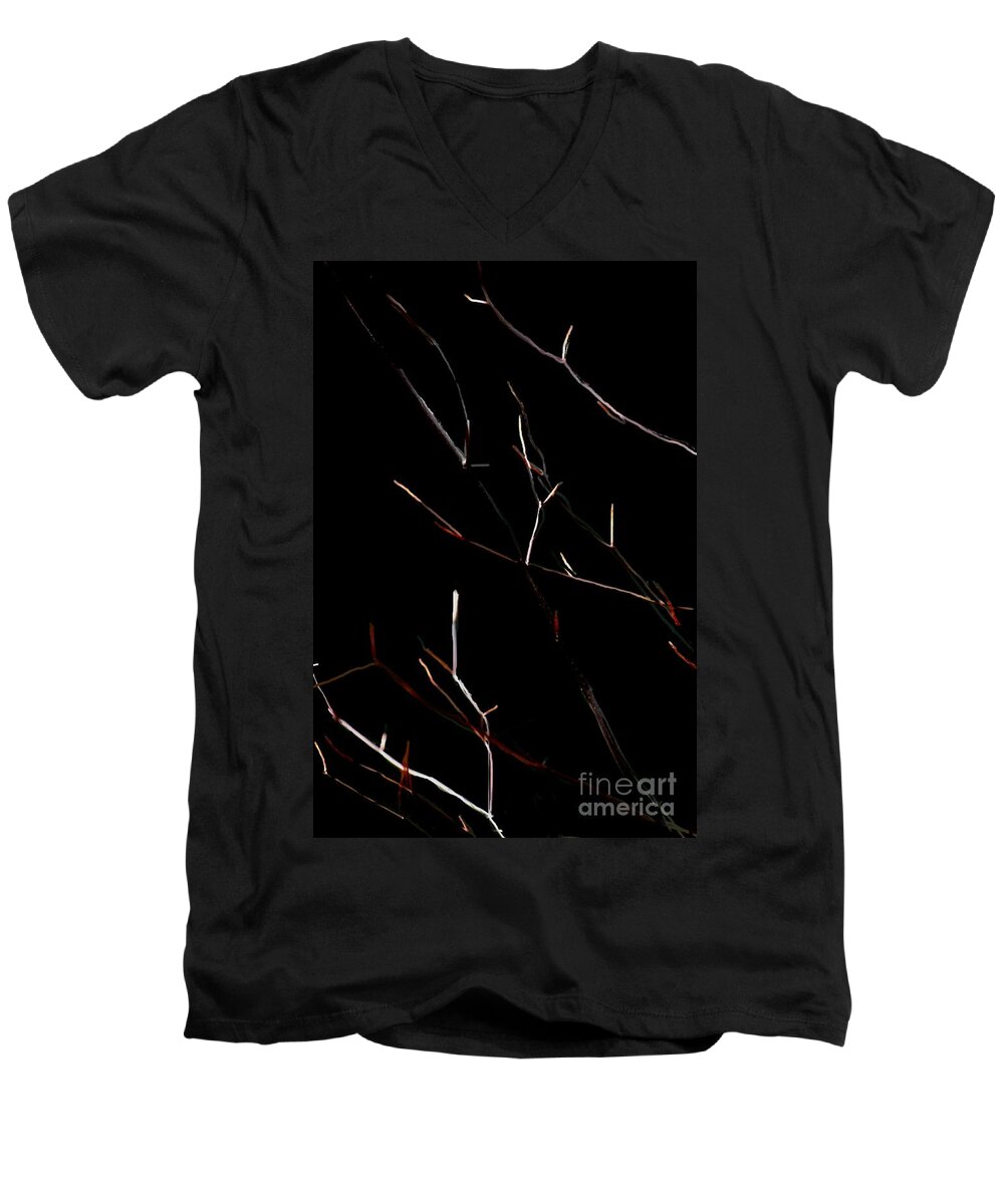  Men's V-Neck T-Shirt featuring the digital art Branches in the dark by David Lane