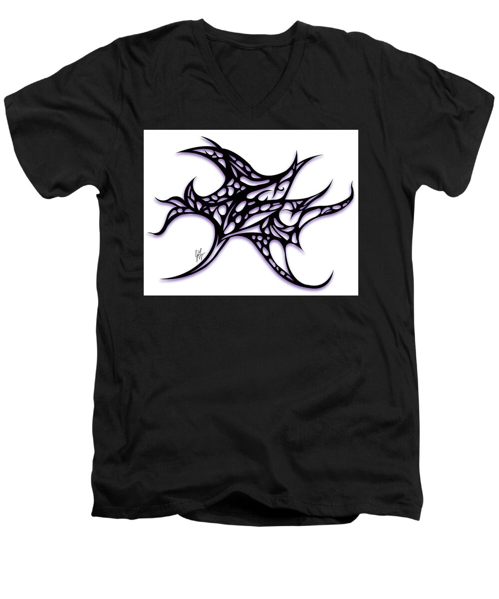 Jamie Lynn Gabrich Men's V-Neck T-Shirt featuring the digital art Bushal a Thorns Purple by JamieLynn Warber