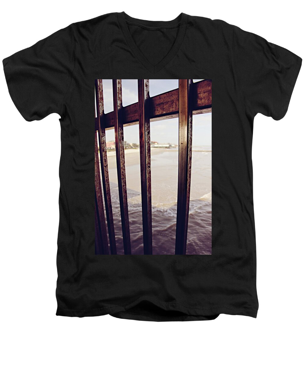 Alone Men's V-Neck T-Shirt featuring the photograph By the Sea by Trish Mistric