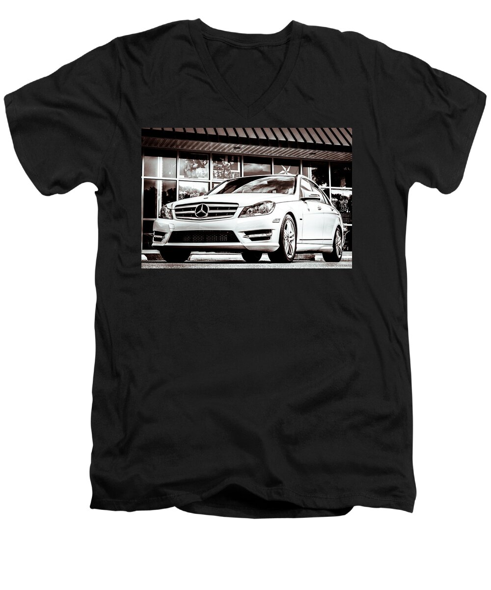 C250 Men's V-Neck T-Shirt featuring the photograph C250 in Black and White by Wade Brooks