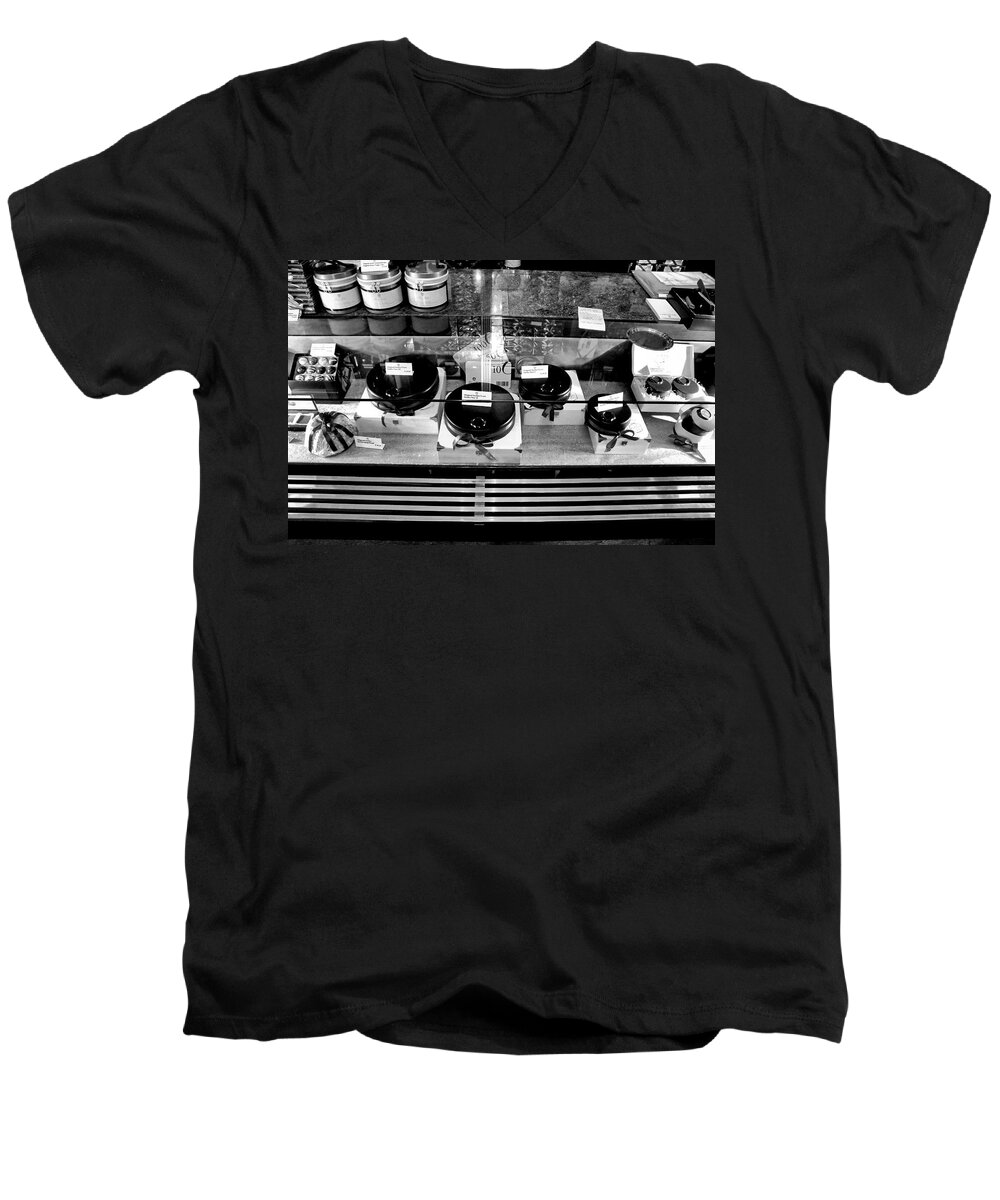 Cafe Sacher Men's V-Neck T-Shirt featuring the photograph Cafe Sacher Treats Salzburg by Robert Meyers-Lussier