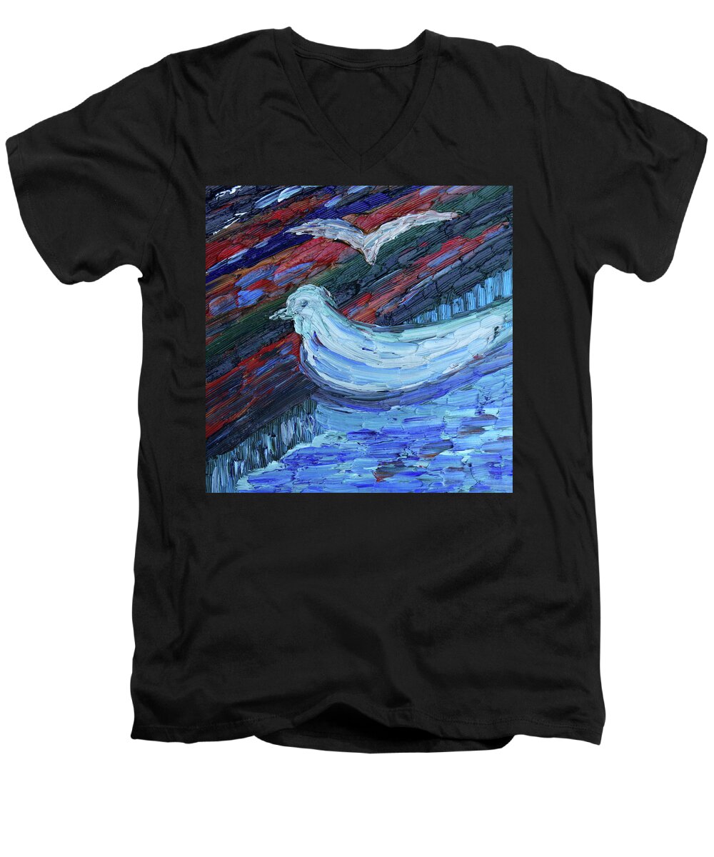 Calm Men's V-Neck T-Shirt featuring the painting Calm Before The Storm by Vadim Levin