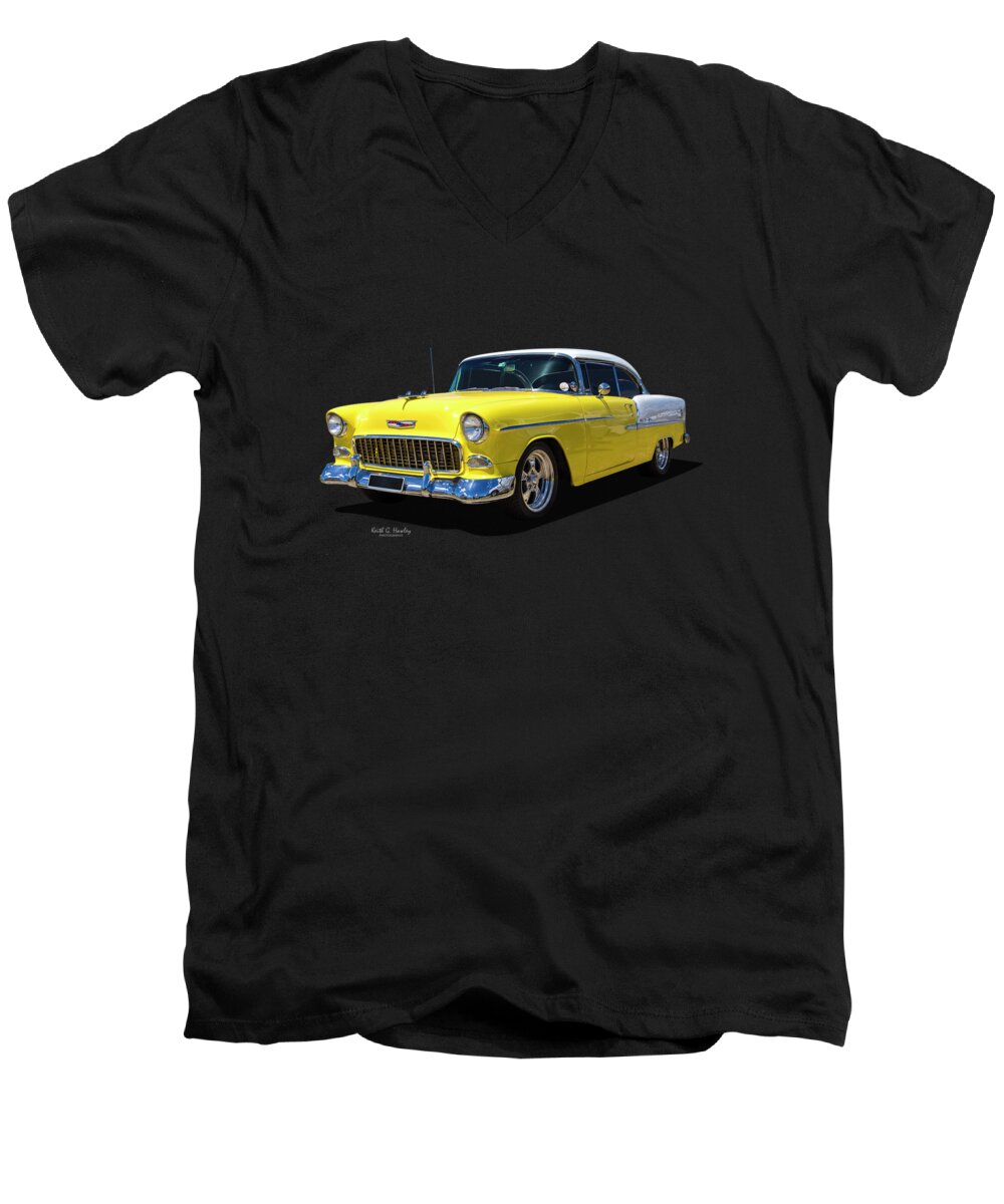 Car Men's V-Neck T-Shirt featuring the photograph Canary Yellow 55 by Keith Hawley